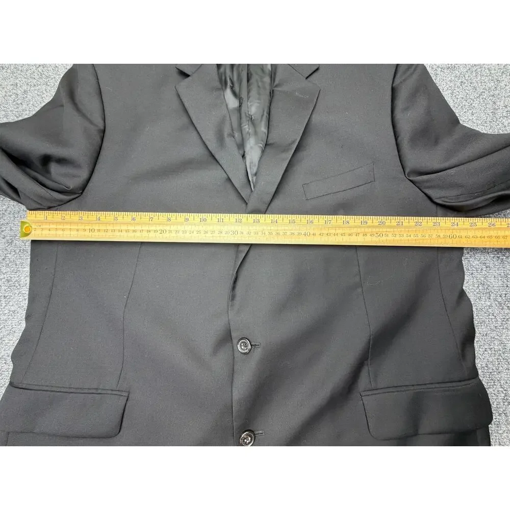 Lauren Ralph Lauren Mens 48L Black Wool Blend Sport Coat Stretch Blazer